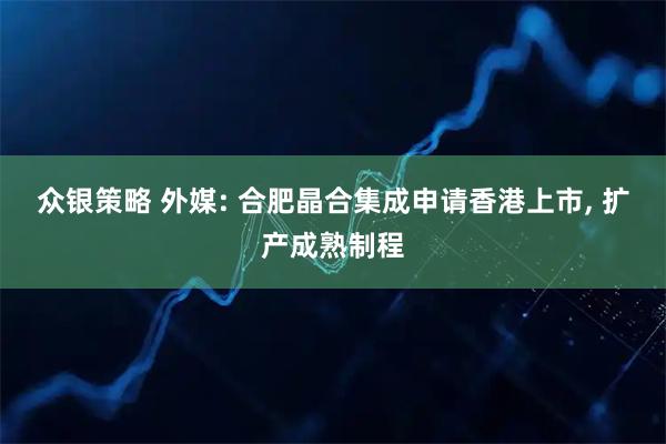 众银策略 外媒: 合肥晶合集成申请香港上市, 扩产成熟制程