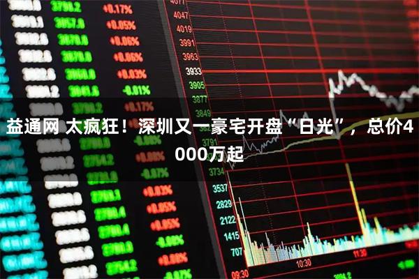 益通网 太疯狂！深圳又一豪宅开盘“日光”，总价4000万起